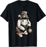 Cute Rabbit Lover Bunny Graphic T-Shirt (Asphalt Grey) in Black