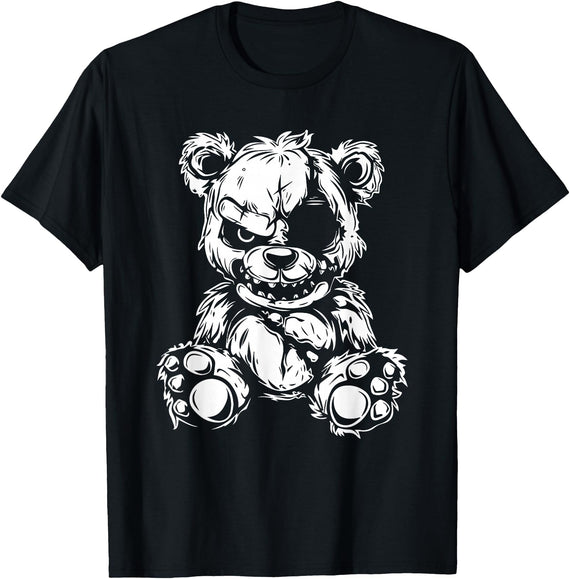 Halloween Killer Teddy Bear Horror Teddy Bear T-Shirt, Small, Black - Black