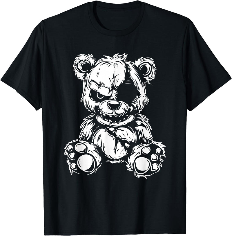Halloween Killer Teddy Bear Horror Teddy Bear T-Shirt, Small, Black - Black