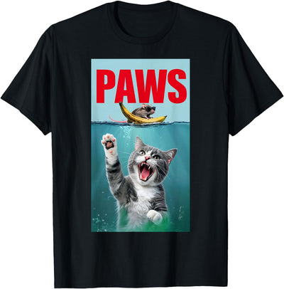 PAWS T-shirt - Jaws Cat Parody Shirt Funny Paws Shirt Paws Tee Jaws Mouse T-Shirt