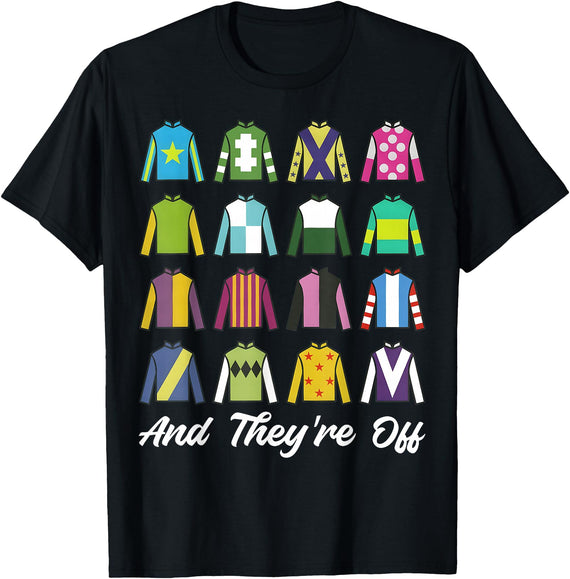 Funny Horse Racing Derby Day Men Women Race Tees and They're Off Horse Racing Derby Day Funny Men Women T-Shirt - Black