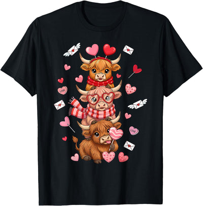 Retro Howdy Valentine Cow Vday Women Girls Cute Western T-Shirt