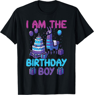 Birthday Party Shirts For Men Women Kids I Am The Birthday Boy Llama Pinata Bday Party Boys Kids T-Shirt