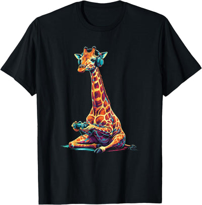 Giraffe Gaming Animal Video Games Funny Giraffe T-Shirt
