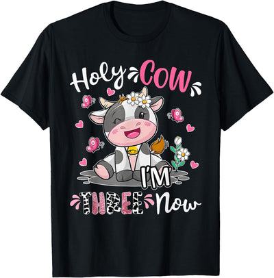 Holy Cow I'm Three 3rd Birthday Boy Girl Kids Years Old T-Shirt