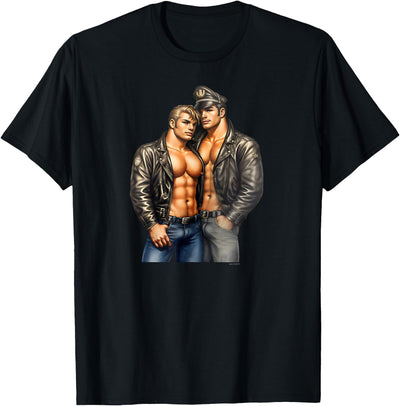 Dom Gay Leather Biker Gay Pride Daddy Bear Mustache T-Shirt