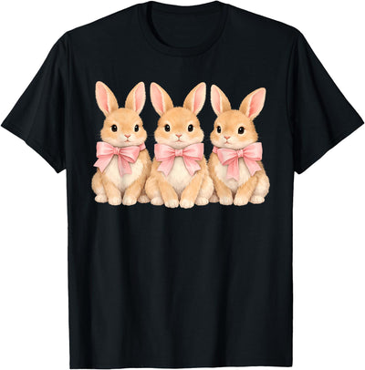 Three Bunnies with Pink Bows T-Shirt