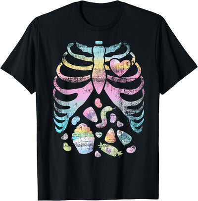 Pastel Rainbow Goth Halloween Skeleton Gifts Pastel Goth - Skeleton Halloween Rainbow - Gift T-Shirt