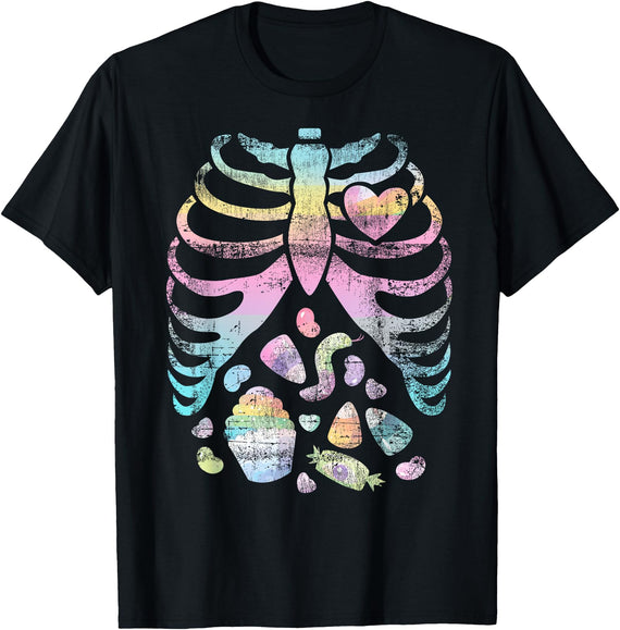 Pastel Rainbow Goth Halloween Skeleton Gifts Pastel Goth - Skeleton Halloween Rainbow - Gift T-Shirt - As Pictured