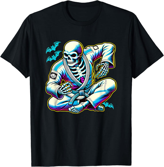 Jiu Jitsu Halloween Costume Tees Halloween Skeleton Jiu Jitsu T-Shirt - As Pictured