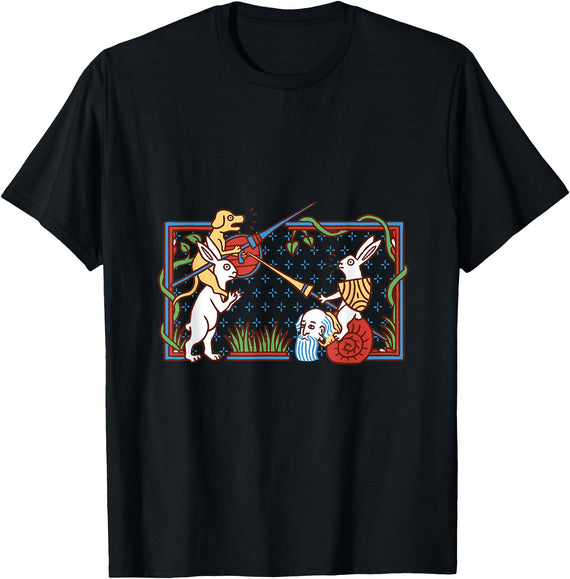 Knights Templar Rabbit - Medieval Renaissance Fair T-Shirt in Black