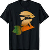 Rabbit on a Flying Carrot Humorous Kids Adults Silly T-Shirt in Black