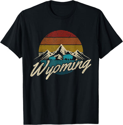 Cow Wyoming Vintage Mountains Bison American Buffalo T-Shirt