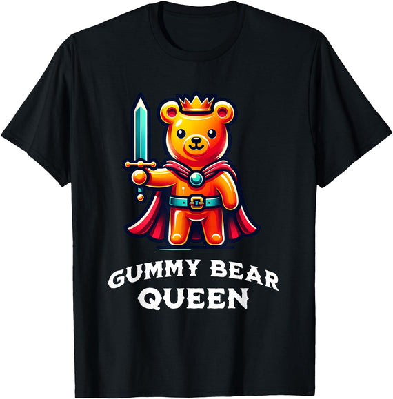Gummy Bear Funny Quote Gummy Bear Queen Funny Gummy Bear Lovers Saying Illustration T-Shirt - Black