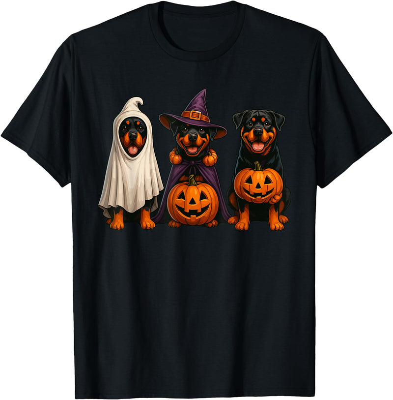 Halloween Shirt With Dogs Dog Ghost Shirt, Cute Halloween Rottweiler Ghost Dog Mom T-Shirt - Black