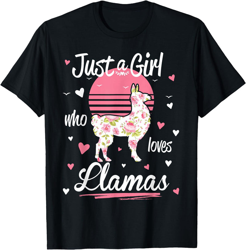 Pack A Punch Just A Girl Who Loves Llamas Llama Shirt Vintage T-Shirt - Black