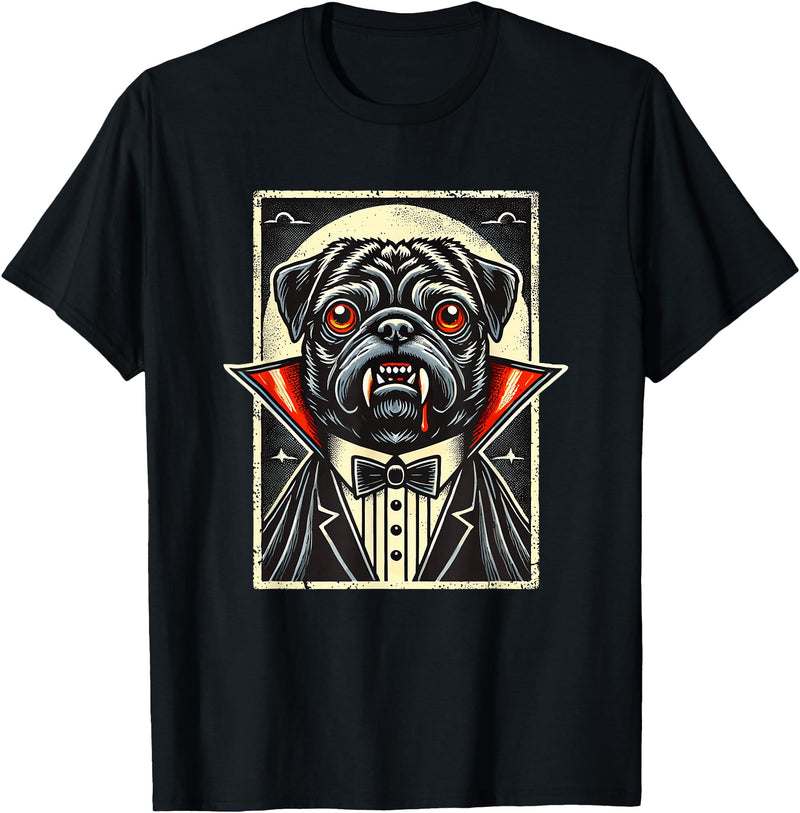 Haunted Spooky Halloween Gifts Halloween Vampire Pug Pugs T-Shirt - Black