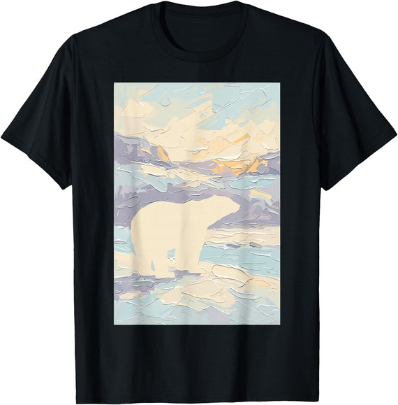 Polar Art Wildlife Nature Fan Club Ice Polar Bear Arctic Painting Wildlife Nature Lover Art Kids T-Shirt - Black
