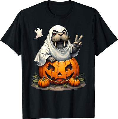 Pumpkin Ghost Boo Walrus Pumpkin Boo Ghost Walrus Halloween Costume T-Shirt