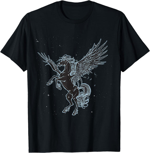 Pegasus Greek Ancient Mythology Collection Pegasus, Sky Constellation Winged horse, Greek Mythology T-Shirt - Black