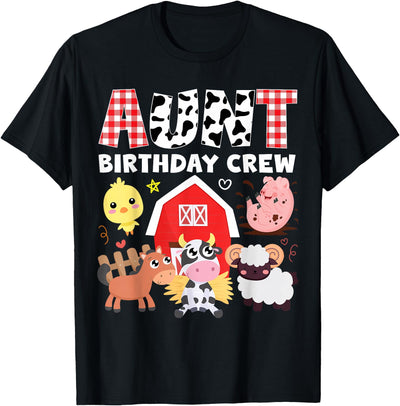 Cow Aunt Birthday Farm Theme Animals Birthday Party Kid T-Shirt
