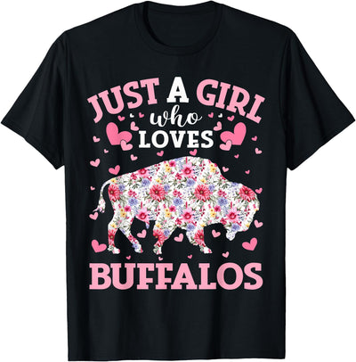 Cow Floral Buffalo Lover Just a Girl Who Loves Buffalos T-Shirt