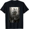 Giant Puffy Hamster Funny Destroying Retro City Picture T-Shirt - Black