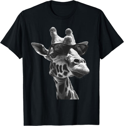 Giraffe with Sunglasses Wildlife Safari Giraffe Animal Lover T-Shirt