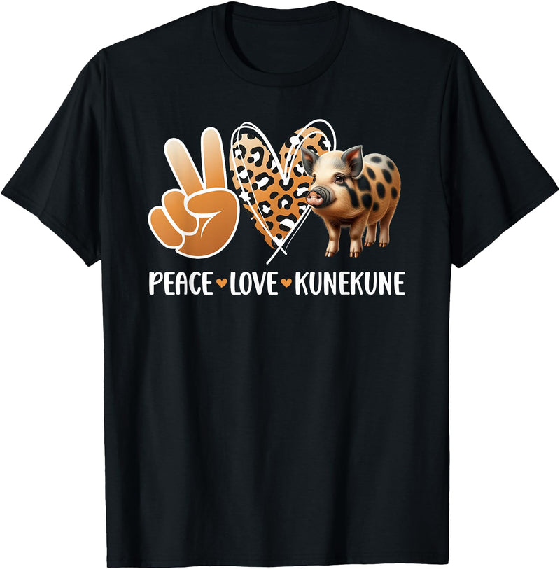 Cute Kunekune Pig Lover Kunekune Pig Boy Peace Love Kunekune Pig Lover Kunekune Pig Girl T-Shirt - Black