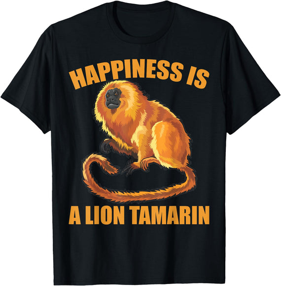 Happiness Is A Golden Lion Tamarin Tees Co. Glück ist ein Goldener Löwe Tamarin Monkeys Zoo Keeper T-Shirt - Black