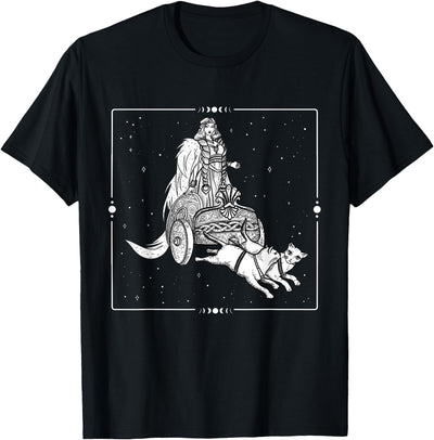 Freya T-Shirt Freya Viking Goddess Cat Chariot Tarot Witchy Freyja T-Shirt