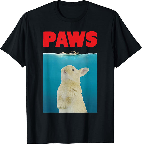 Paws Bunny Funny Parody Rabbit Lover Gifts T-Shirt in Black