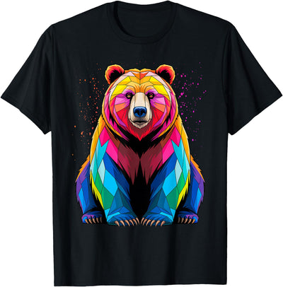 Polar Bear Polygon Animal Art Colorful Graphic T-Shirt