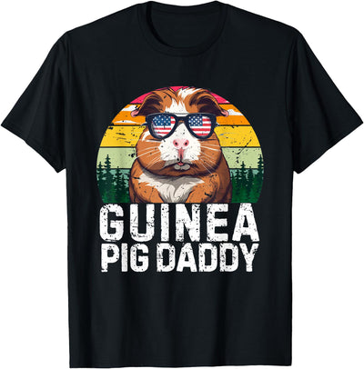 Guinea Pig Daddy USA Flag Father's Day 4th Of July Retro T-Shirt