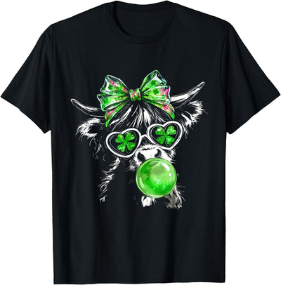 Funny St Patrick's Day Shamrock Irish Cow Lover Coquette T-Shirt
