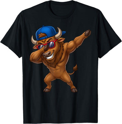 Cow Buffalo Dabbing Women Youth Kids Toddler Boys Girls T-Shirt