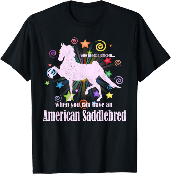 Saddlebred Horse T-Shirts Unicorn Myths And Legends American Saddlebred Horse T-Shirt - Black