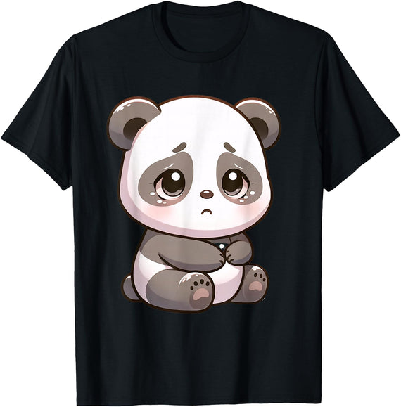 Cute Sad Panda Designs Sad Panda Bear Animal T-Shirt - Black