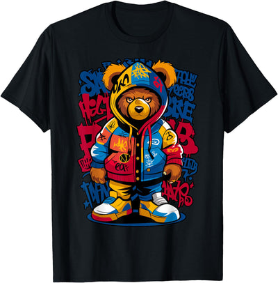Hip Hop Teddy Bear Streetwear Rapper Graffiti T-Shirt