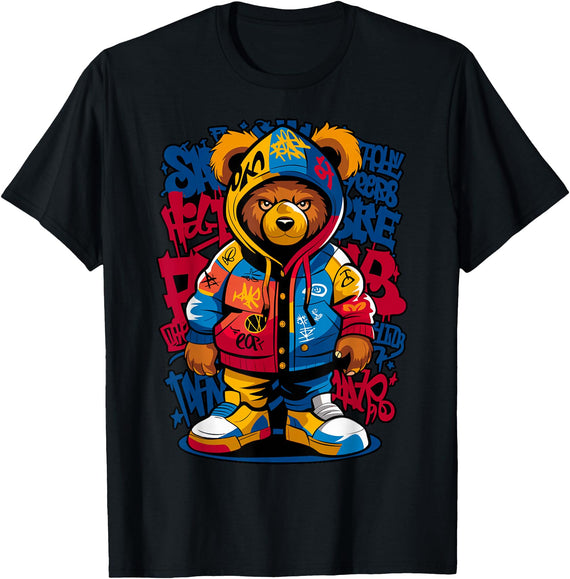 Magical and Funny Teddy Bear lover Gifts Hip Hop Teddy Bear Rap Music T-Shirt - Black