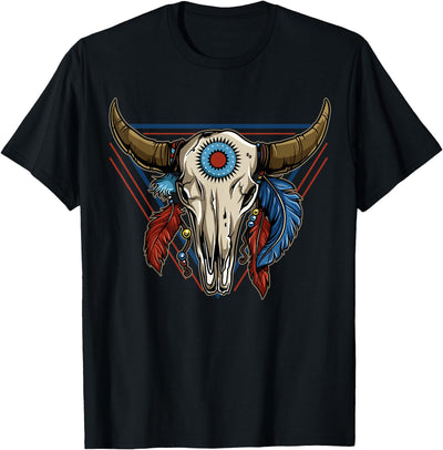 Cow Buffalo Skull Native American Tribe Totem T-Shirt