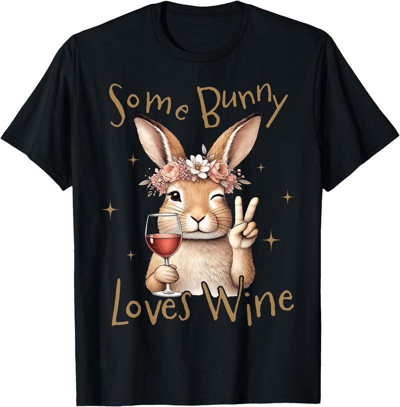 Cute Rabbit Lover Bunny Graphic T-Shirt (Navy Blue) in Black