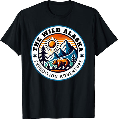 Glacier Mountain Landscape and Alaskan Bear Wildlife T-Shirt