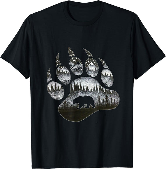 One Nature Designs Touching Ghost of the Spirit Bear Paw T Shirt T-Shirt - Black