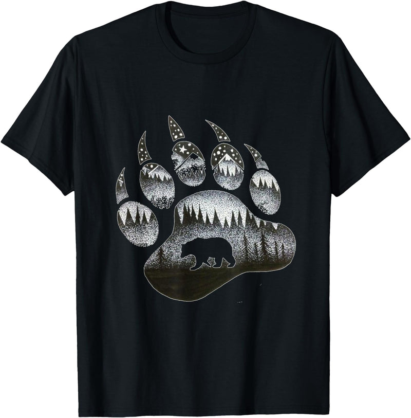 One Nature Designs Touching Ghost of the Spirit Bear Paw T Shirt T-Shirt - Black