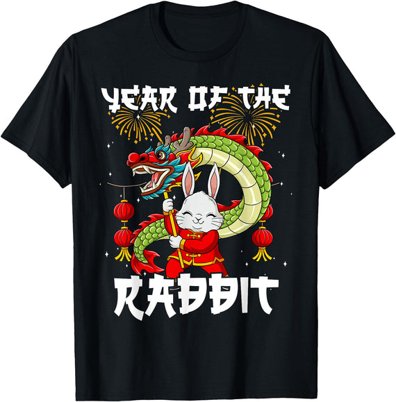 Year of the Rabbit Chinese Lunar New Year T-Shirt in Black