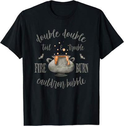 Retro Halloween Gifts and Apparel Double Double Toil and Trouble Halloween Witch Gothic T-Shirt
