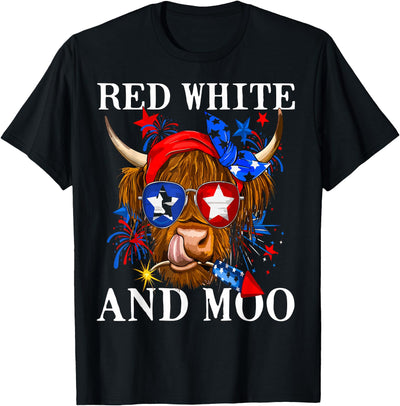 Heifer Patriotic Cow Usa Flag Red White and Moo Funny 4th T-Shirt
