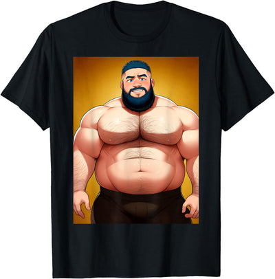 Handsome Shirtless Daddy Bear Anime Manga Bara Style Gay T-Shirt