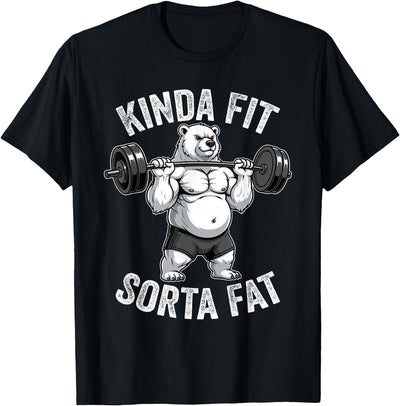 Iron Jungle Apparel Kinda Fit Sorta Fat Polar Bear Gym Weightlifting Workout T-Shirt